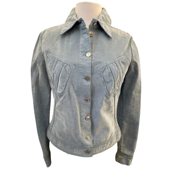 Versace Jeans Couture VTG Womens Blue Button Corduroy Collared Basic Jacket M - Picture 5 of 16